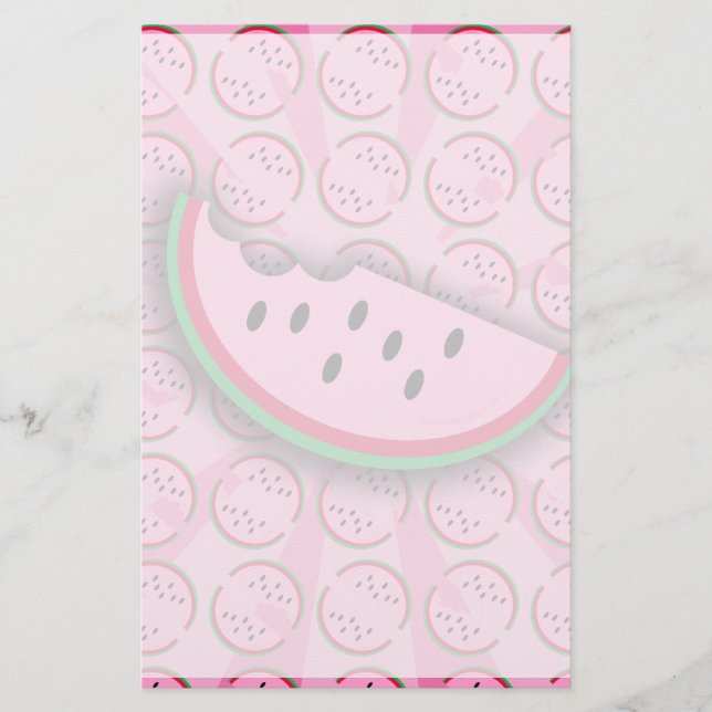 Watermelon Fun Fresh Fruit Art Design Stationery (Front)