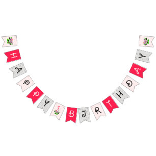 Watermelon girl birthday bunting flags