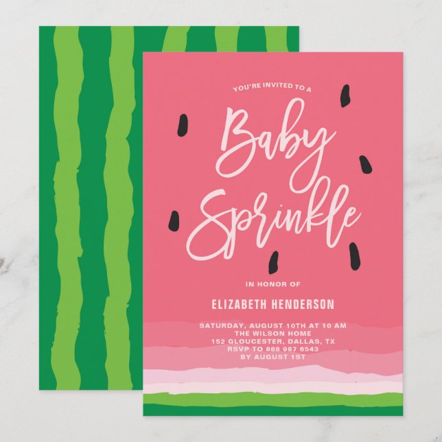 Watermelon Gradient Modern Baby Sprinkle Invitation (Front/Back)