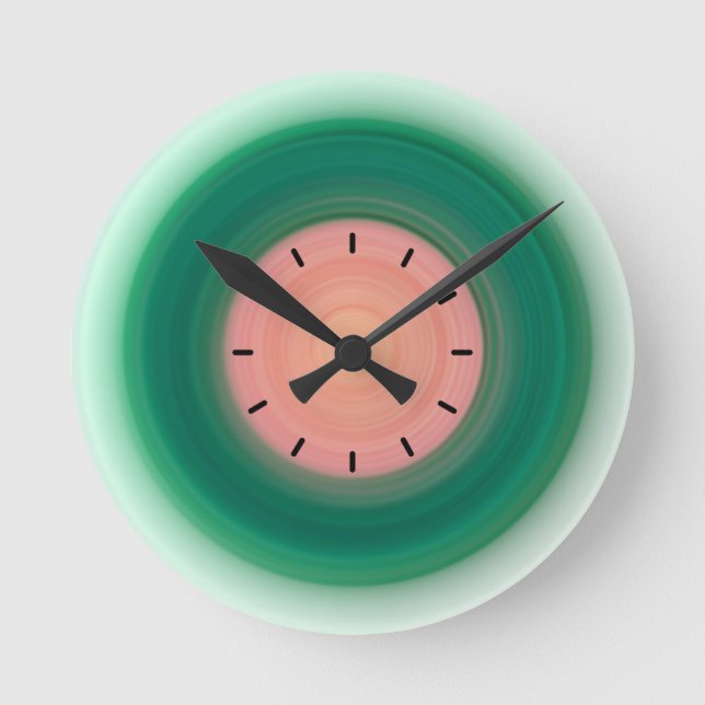 Watermelon :)  Green and Pink Round Clock (Front)