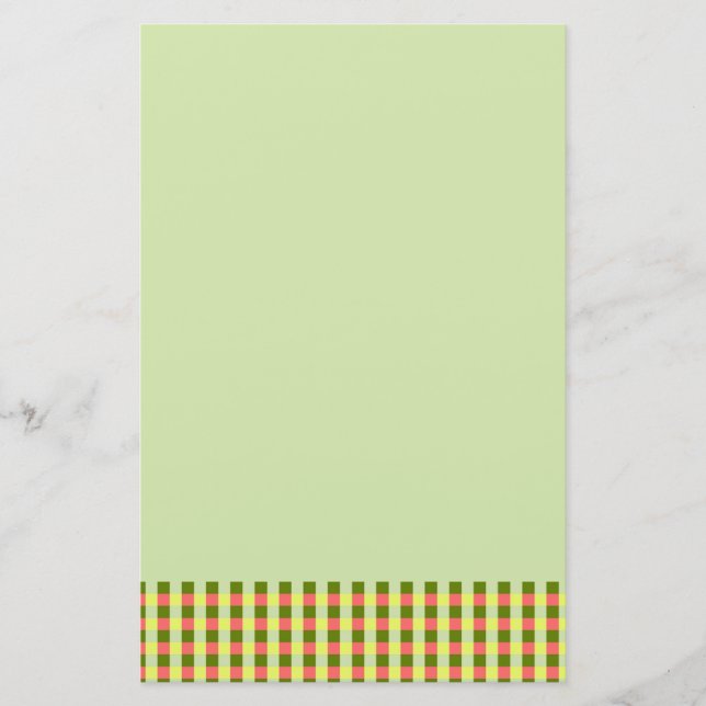 Watermelon Green Check stationery (Front)