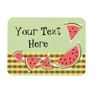 Watermelon Green Pieces Check Text Magnet