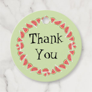 Watermelon Green Pieces Circle Thank You text back Favour Tags
