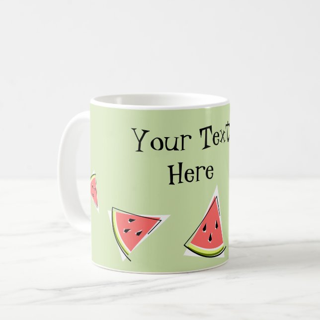 Watermelon Green Pieces Text Coffee Mug (Front Left)