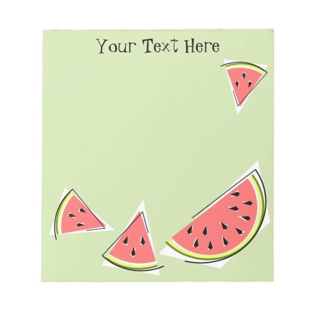 Watermelon Green Pieces Text Notepad (Front)