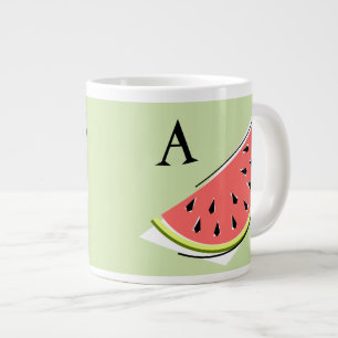 Watermelon Green Slice 2 Monogram Large Coffee Mug