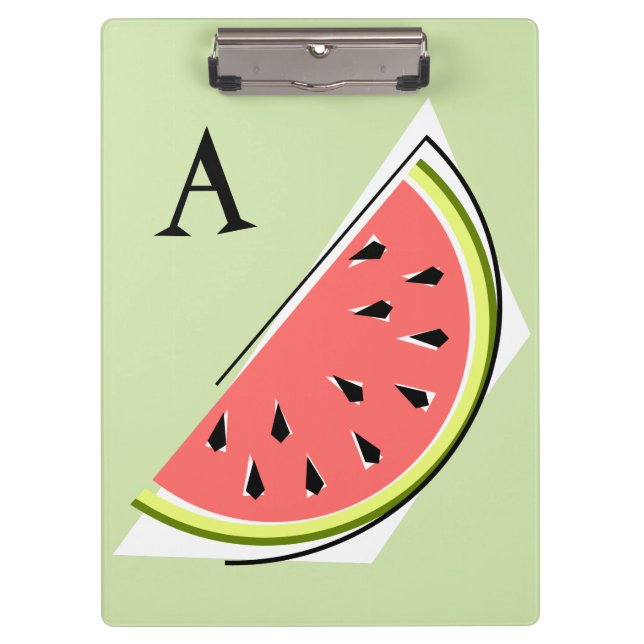 Watermelon Green Slice Monogram Clipboard (Front)