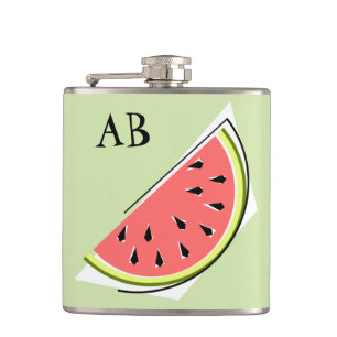Watermelon Green Slice Monogram Hip Flask
