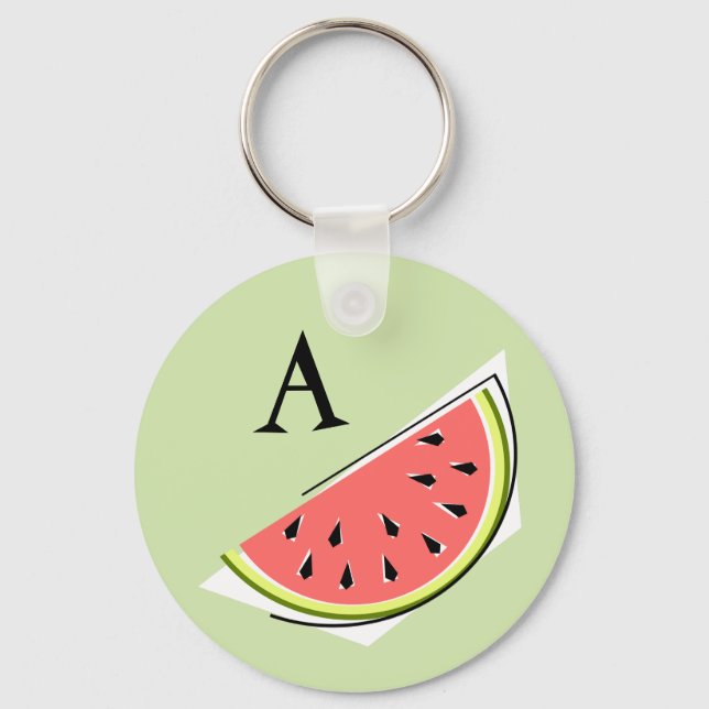Watermelon Green Slice Monogram keychain (Front)
