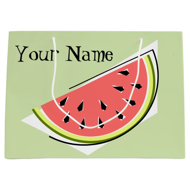 Watermelon Green Slice Name Large Gift Bag (Front)