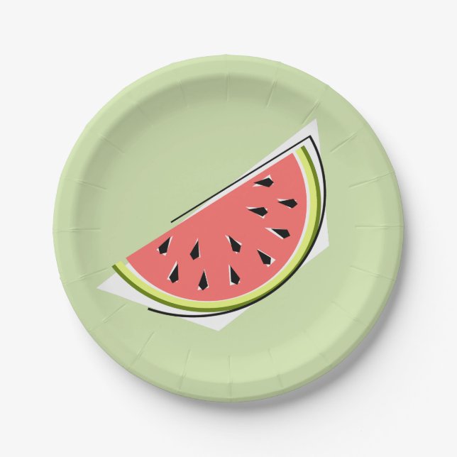 Watermelon Green slice paper plates (Front)