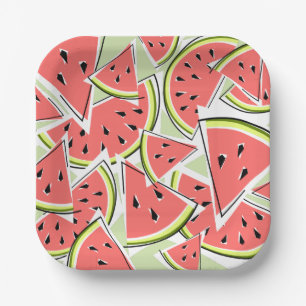 Watermelon Green square Paper Plate