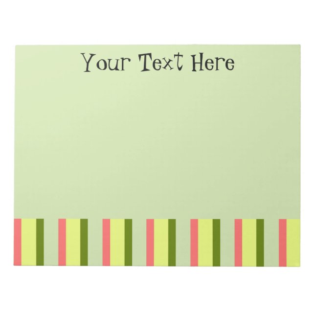Watermelon Green Stripe Classic Text Notepad (Front)