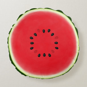 Watermelon Half with 12 Seeds Round Pillow