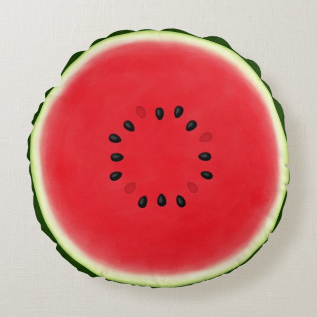 Watermelon Half with 12 Seeds Round Pillow (Front)