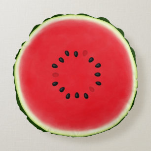 Watermelon Half with 13 Seeds Round Pillow