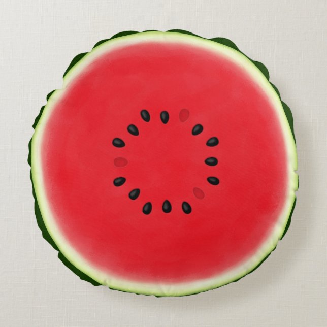 Watermelon Half with 13 Seeds Round Pillow (Front)
