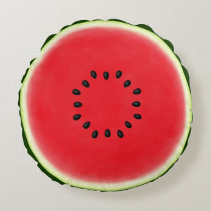 Watermelon Half with 16 Seeds Round Pillow