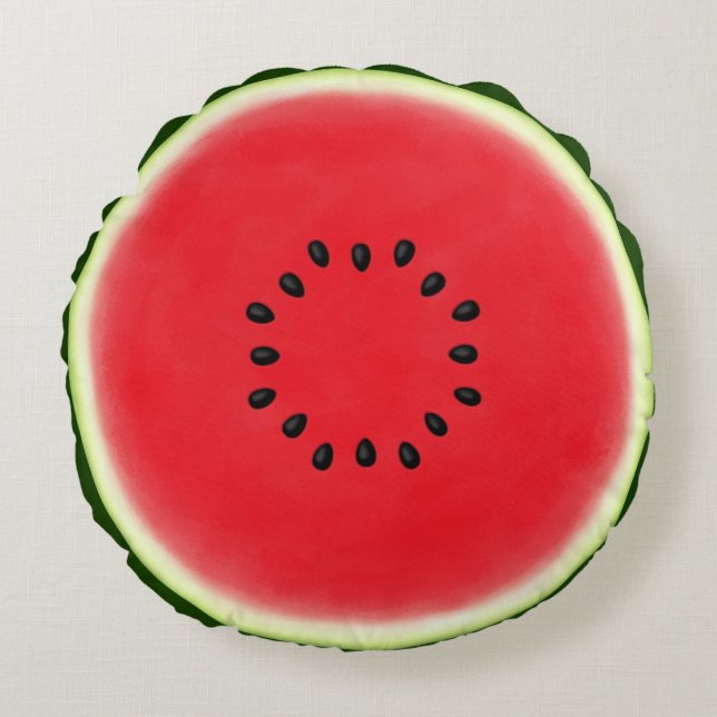 Watermelon Half with 16 Seeds Round Pillow (Front)