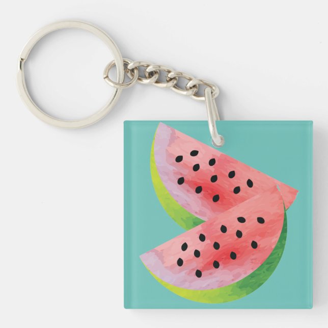 Watermelon Halves Pink Keychain (Front)