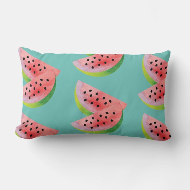 Watermelon Halves Pink Lumbar Pillow (Front)