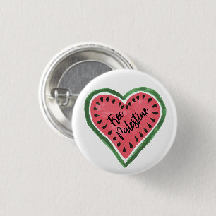 Watermelon Heart "Free Palestine" 1 Inch Round Button