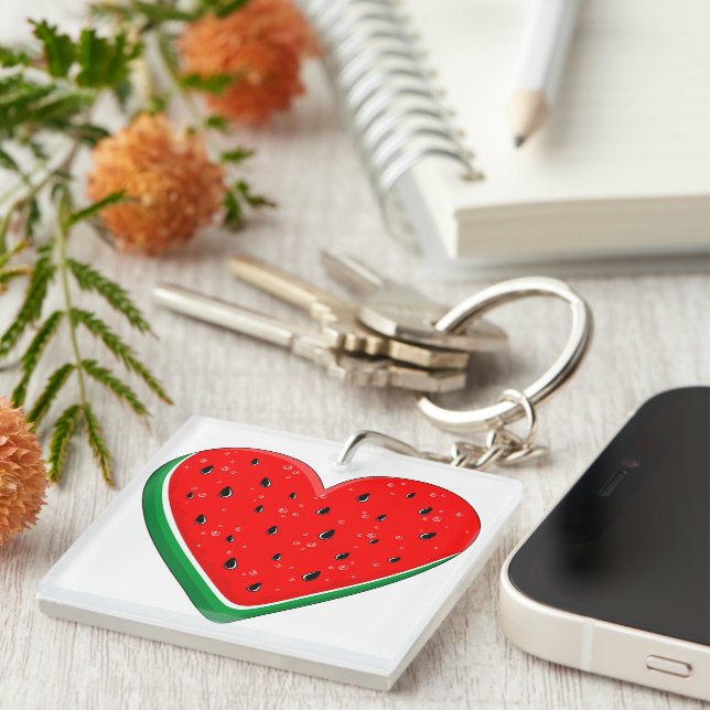 Watermelon Heart Valentine's Day Free Palestine Keychain (Front Right)