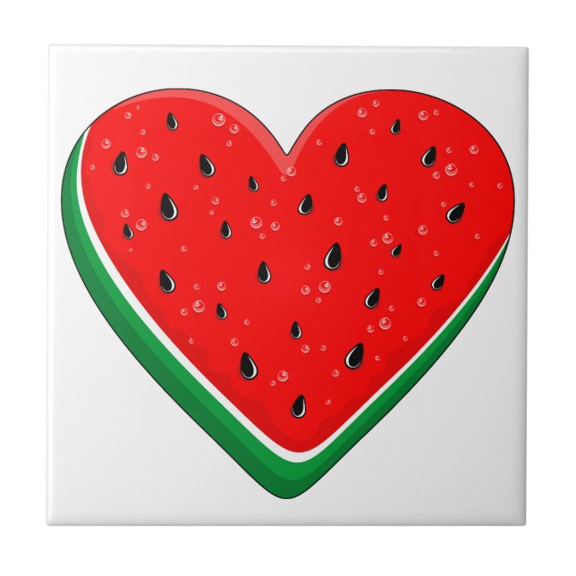 Watermelon Heart Valentine's Day Free Palestine Tile (Front)