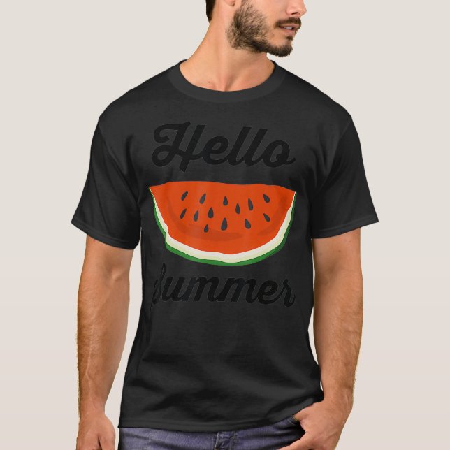 Watermelon - Hello Summer - Melon - Vegetarian - F T-Shirt (Front)