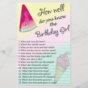 Watermelon How well do you know the birthday girl