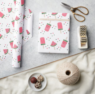 Watermelon Ice Cream Bars Pattern Birthday  Wrapping Paper