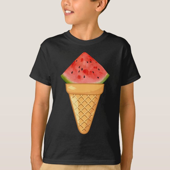 WATERMELON ICE CREAM - FUNNY FRUIT AND ICE CREAM C T-Shirt (Front)