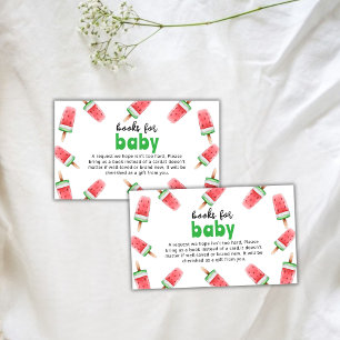 Watermelon Ice Cream Popcicle Books Baby Shower Enclosure Card