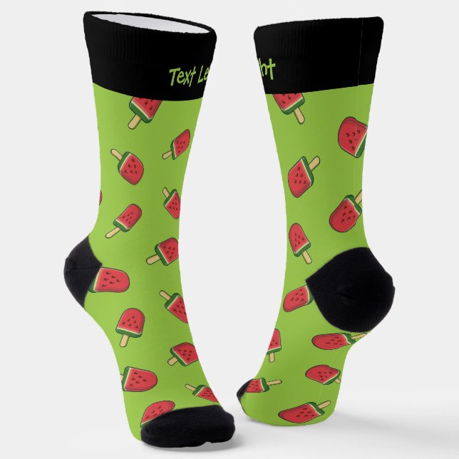 Watermelon Ice Cream Stick Pattern Socks (Angled)