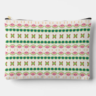 Watermelon-inspired geometric stripe pattern accessory pouch