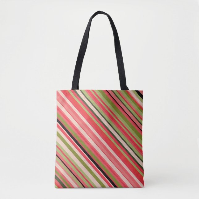 Watermelon-Inspired Stripes Pattern Tote (Front)