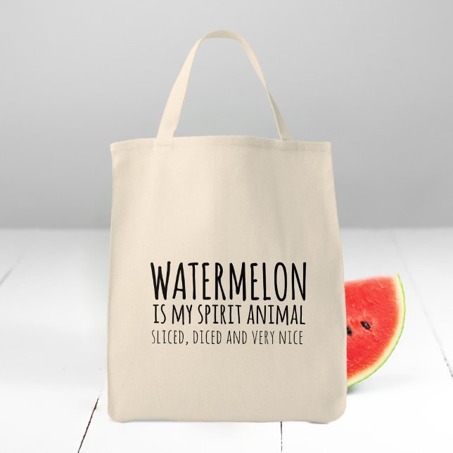 Watermelon is My Spirit Animal Funny Tote Bag (Watermelon is my spirit animal. Is it yours too? A fun tote bag to carry your watermelons home)