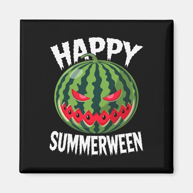 Watermelon Jackolantern Summer Halloween Happy Sum Magnet (Front)