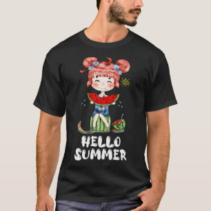 Watermelon Kawaii Anime Girl Hello Summer Fruit Me T-Shirt