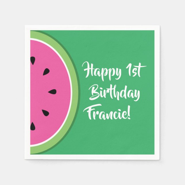 Watermelon Kid's Birthday Cute Summer Napkin (Front)