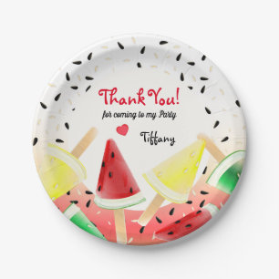 Watermelon Lemon Lime Fruit Popsicle Thank You Paper Plate