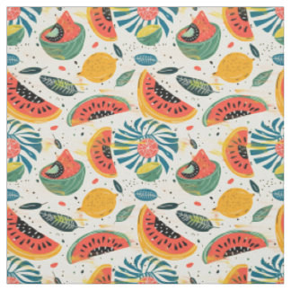 Watermelon Lemon Seamless Pattern Fabric