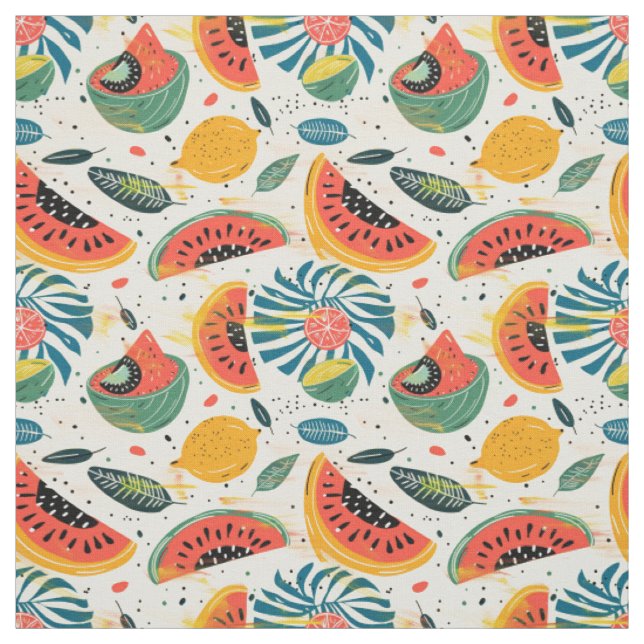 Watermelon Lemon Seamless Pattern Fabric (Swatch)