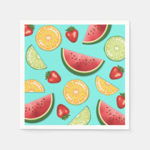 Watermelon Lime Strawberry Fruits Summer Pattern Napkin