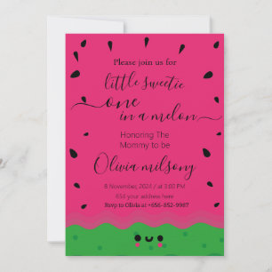 watermelon little sweetie watercolor one in a melo invitation