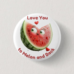Watermelon Love: Sweet & Juicy Heart 1 Inch Round Button