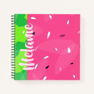 Watermelon Melon Seeds Pink Green Personalized Notebook