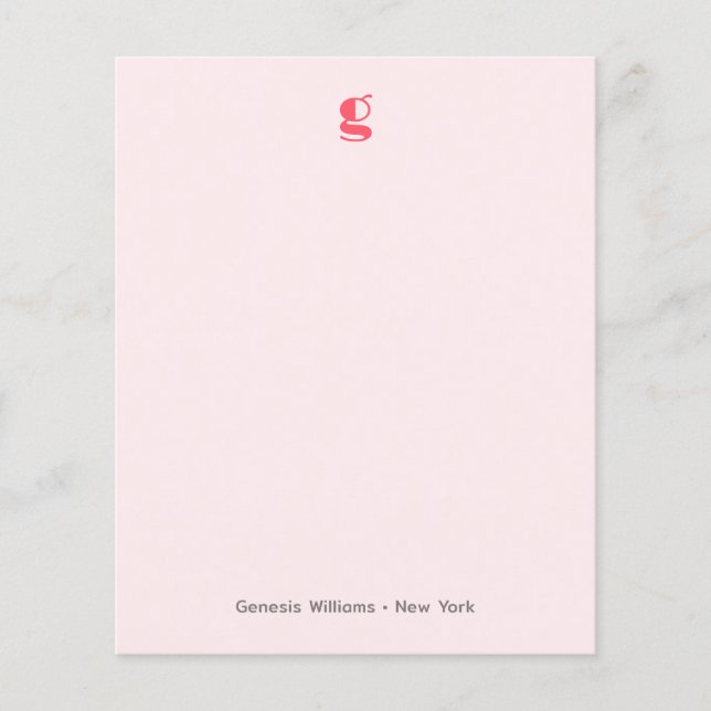 Watermelon Moderne Monogramme Nom Carte de note bu (Devant)