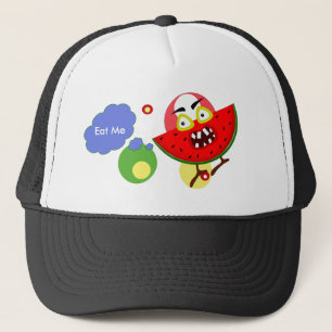 Watermelon monster fruit illustration trucker hat