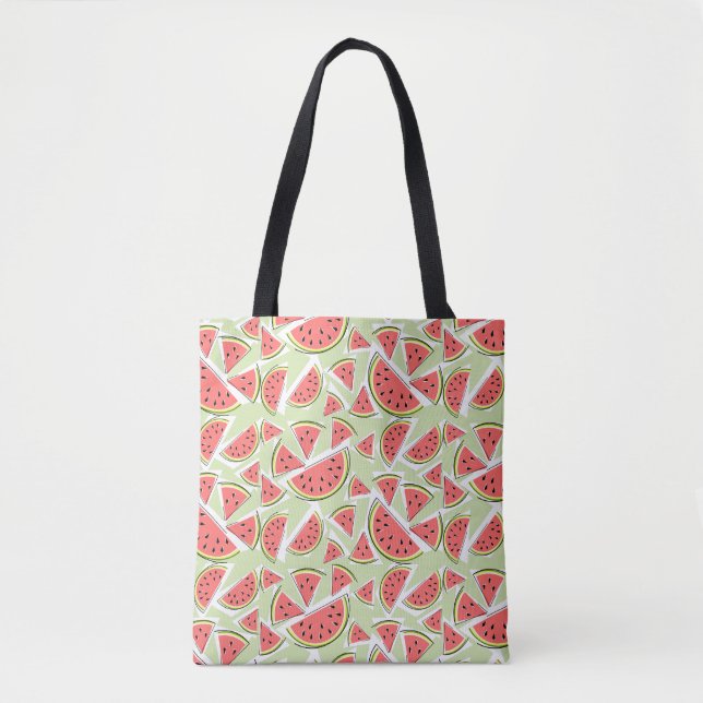 Watermelon Multi Green tote bag pink back (Front)